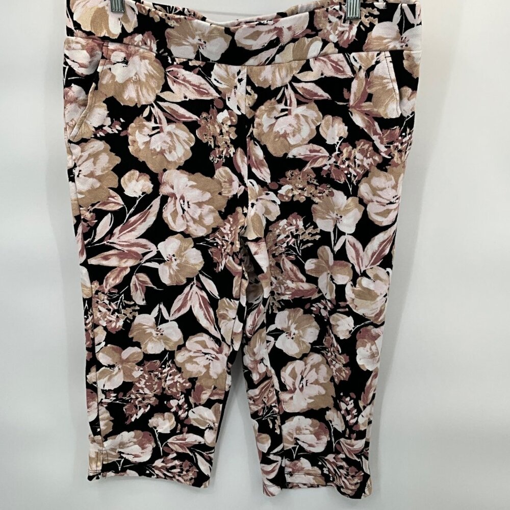 Belle Kim Gravel Pique Fresh Picked‎ Capri Large Black Floral A639670